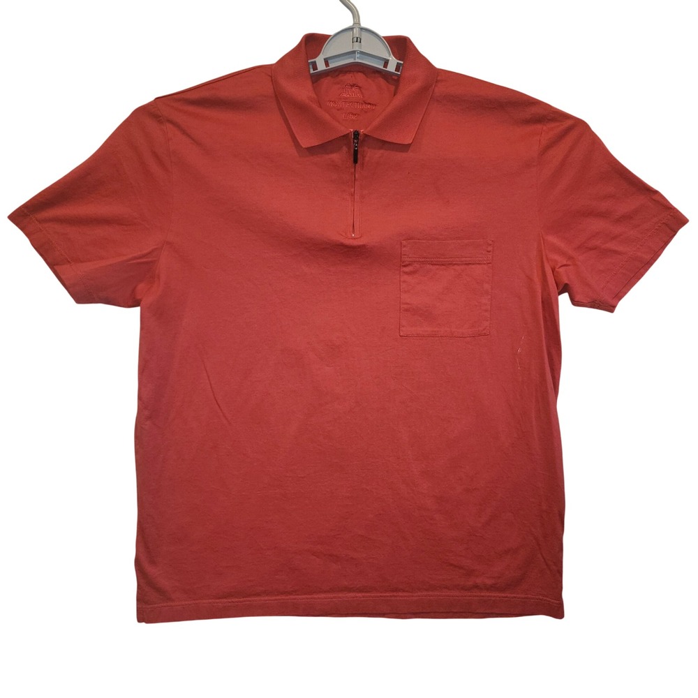 Montechiaro Mens Coral Red Quarter Zip Polo Shirt Made in Italy Size L 52